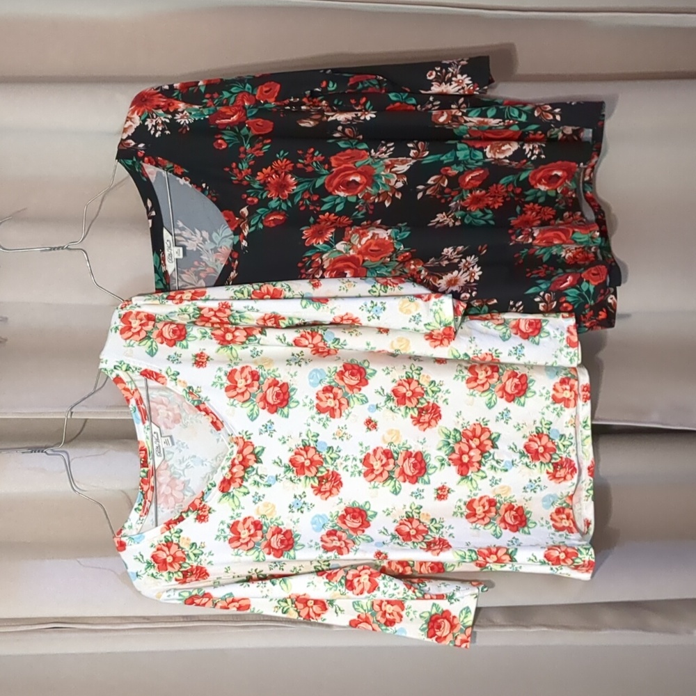 Pioneer Woman Lot of 2 Floral tops Sz M 3/4 Sleeve